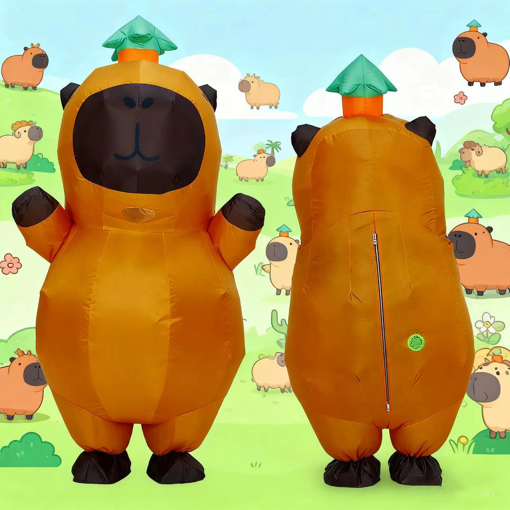 Cartoon Capibara Costume Inflatable for Adult Fancy Halloween Cosplay Party Dress Performance Inflated Garment Air Blow Suit