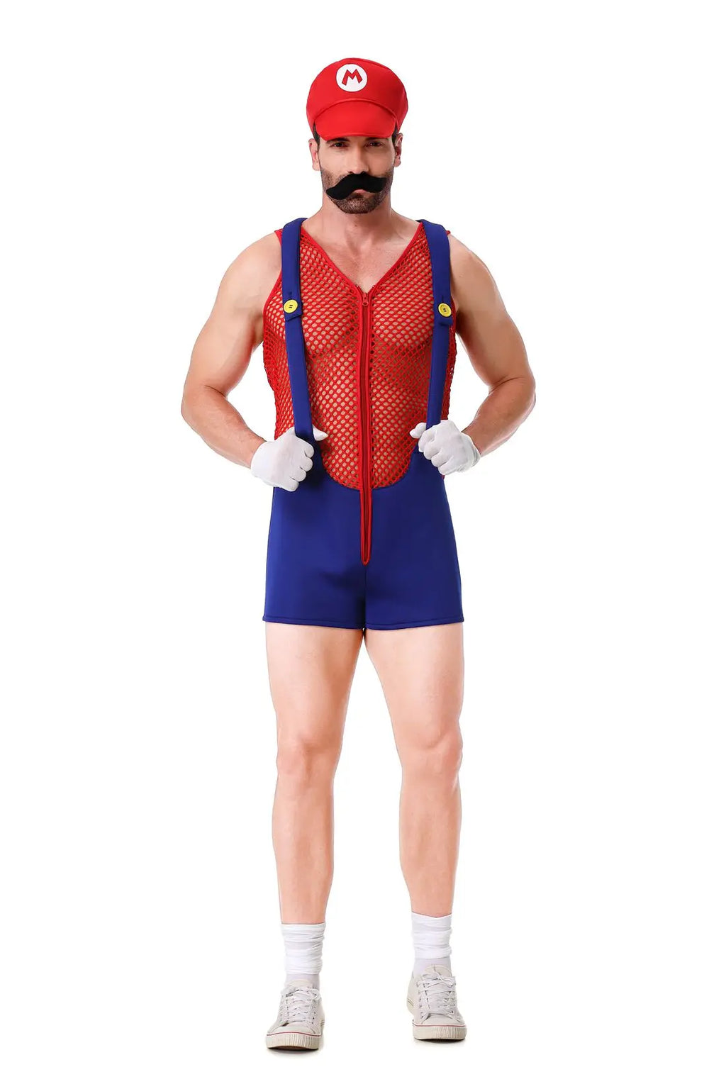 Adult Halloween Anime Cartoon Cosplay Costume With Hat Sexy Men Red Blue Super Plumber Brother Fancy Set Carnival Party Dress Up