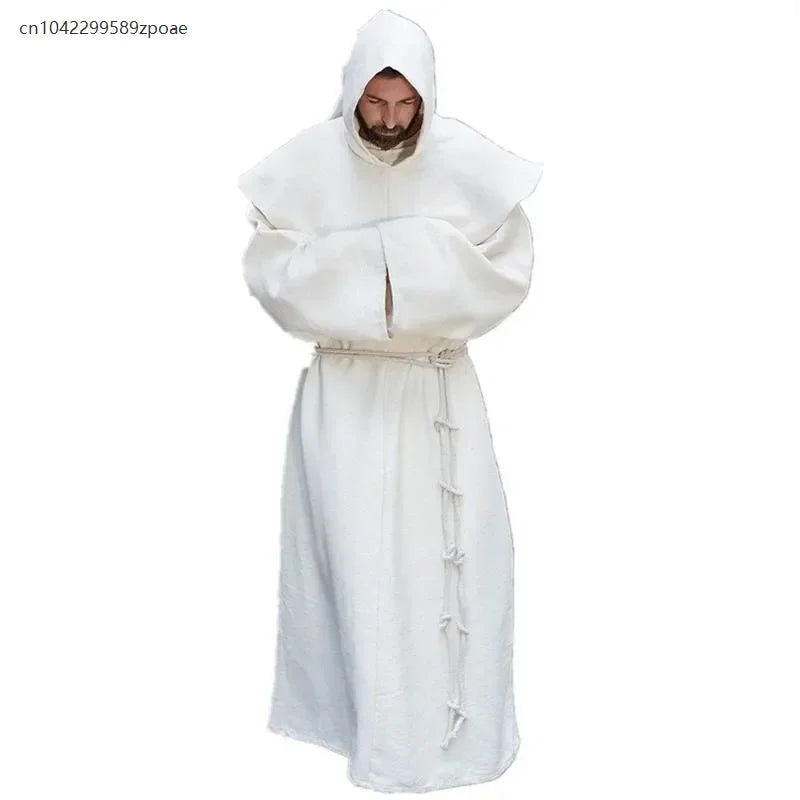 S-5XL Renaissance Monk Clergy Shoulder Clothes Friar Costume Religious Saint Robe Men's Priest Hood Halloween Cosplay Costume