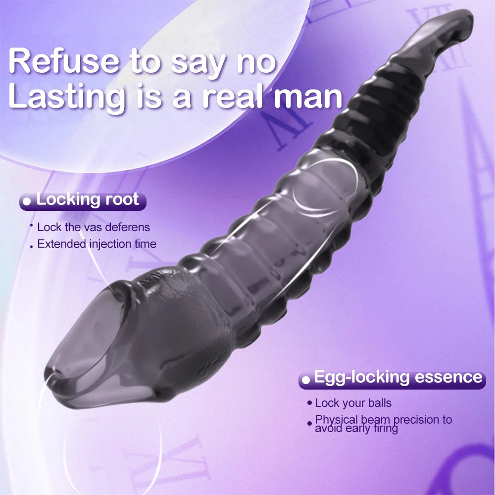 Vibrator for Men Penis Enlargement Sleeve Delay Ejaculation Cock Ring Reusable Comdom Penis Extender Adult Sex Toys For Men