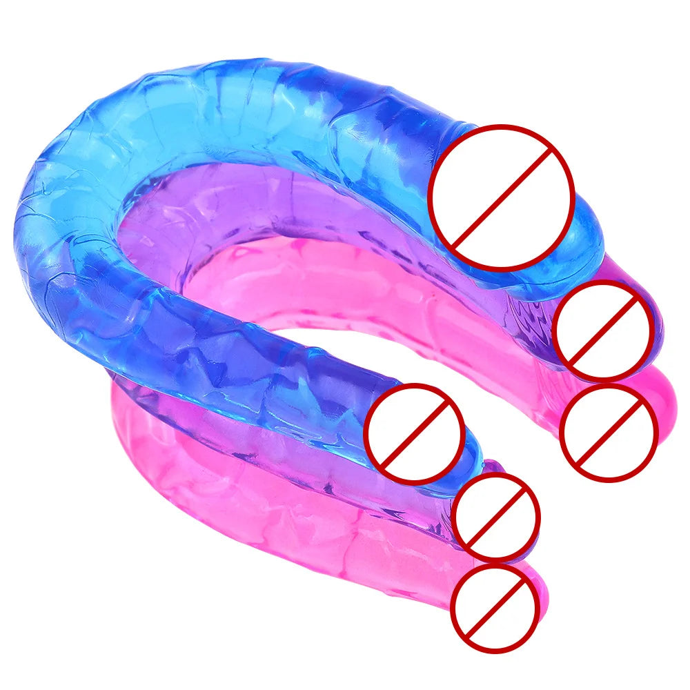 Double Head Dildos Realistic Penis Dildo Flexible Soft Crystal Jelly Dildo Sex Toys for Woman Big Penis G-spot Anal Stimulator