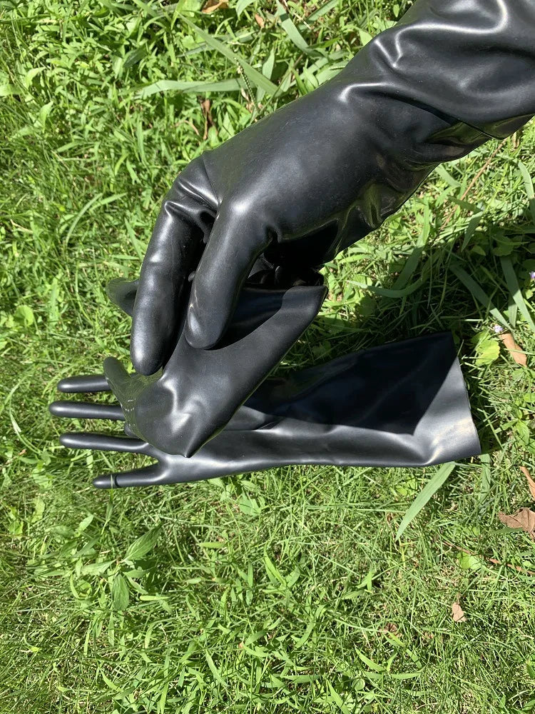 Chlorated Unisex Short Latex Gloves Mittens Fetish Slim Finger Wrist Length Seamless 3D