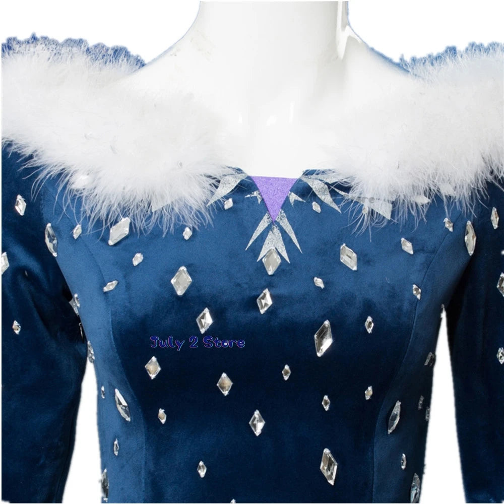 Adult Kid Ice Winter Queen Anime Princess Cosplay Costume Elsa Fantasia Cloak Halloween Party Women Ball Dress Stage Uniforms