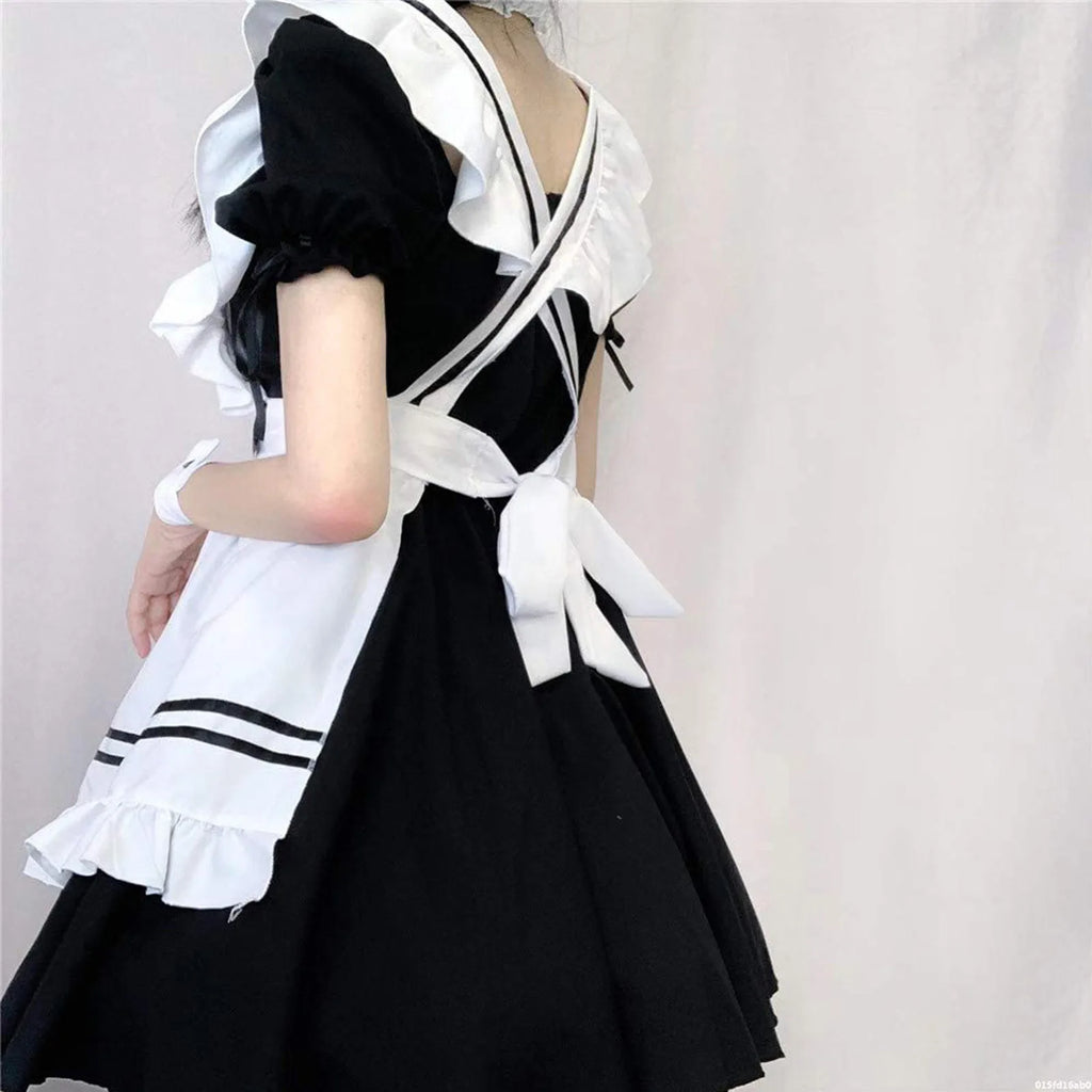 Black Pink Lolita Maid Costumes Cute Girls Women Lovely Maid Cosplay Costume Animation Show Japanese Outfit Dress Clothes S-5XL