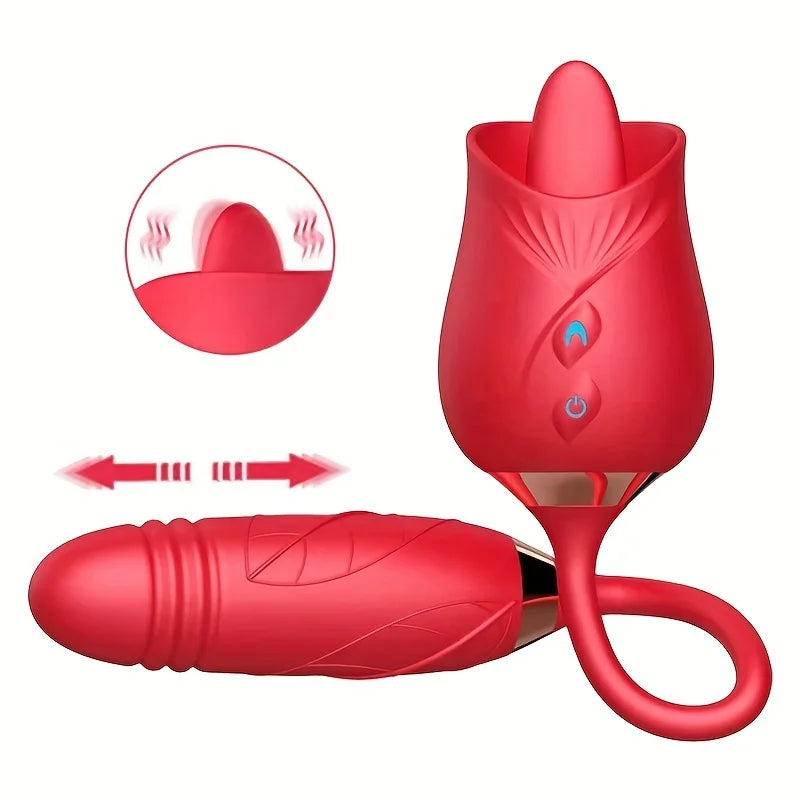 Licking Vibrator for Women Clitoral Nipple Stimulator Massager Thrusting Dildo 2 in 1 Sex Toy for Women Adult Sex Products
