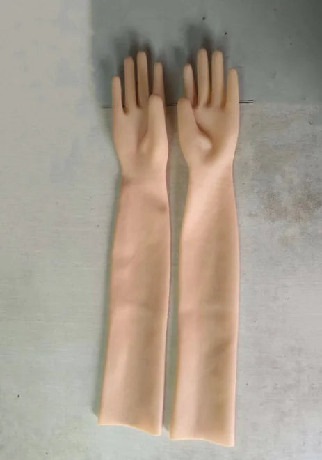 Sexy Black Women Slim Module Seamless Latex Long Gloves Fetish Arm Length