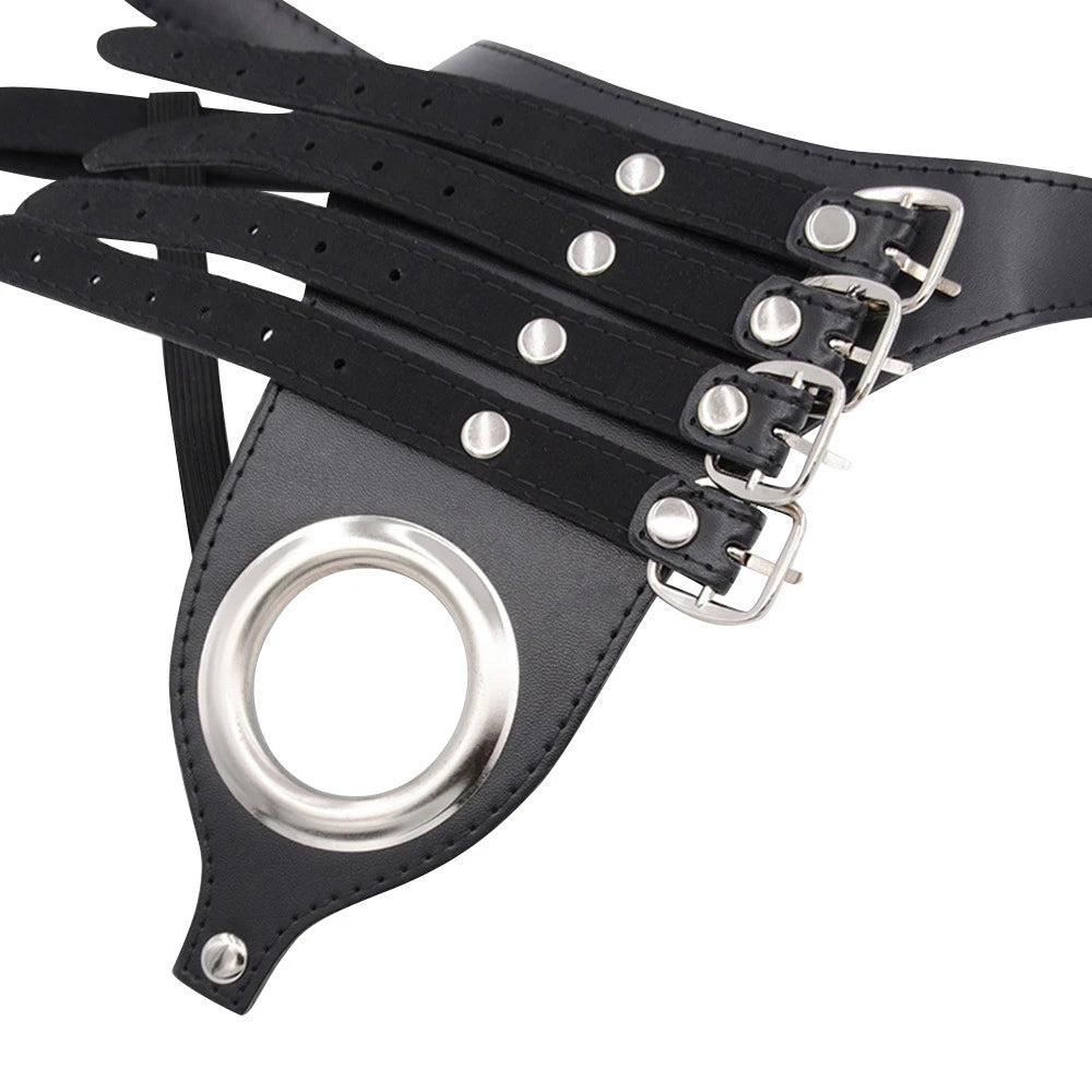 Male Chastity Pants Sexy Lingerie Panties Harness Leather Thong Underwear Bdsm Bondage Restraint Erotic Sex Toys for Women Men