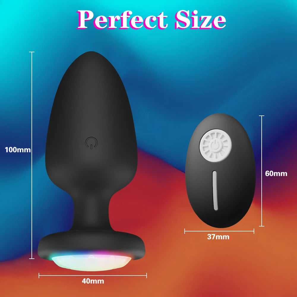 LED Colorful Light Butt Plug for Women Men Anal Plug Vibrator Prostate Massager Adults Sex Toys Wireless Remote Control Buttplug