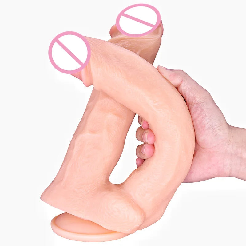 Huge Double Headed Dildos Big Butt Plug Phallus Penetration Vagina and Anus Skin Feel Penis Anal Sex Toys for Women Masturbation
