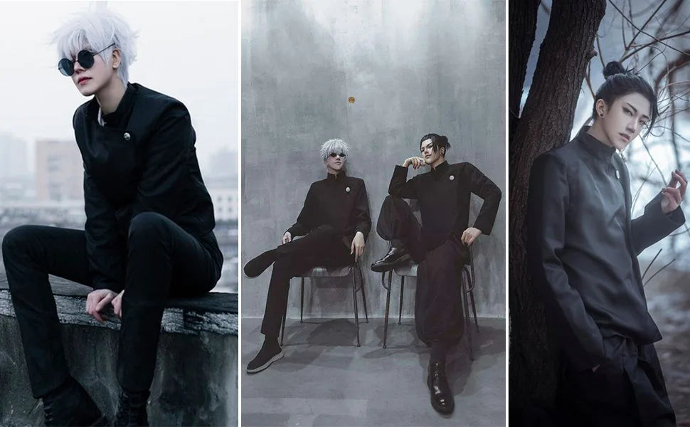 Jujutsu Kaisen High School Gojo Satoru Cosplay Costume Uniform for Men Women Shirt Pants Wig Halloween Uniform Full Sets