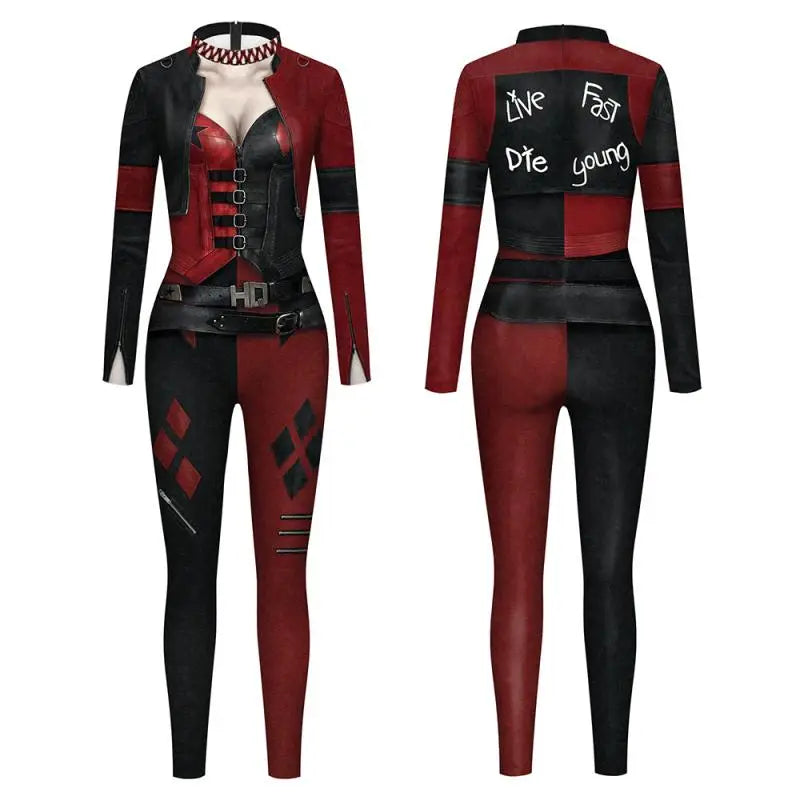 [You're My Secret] Clown Women Cosplay Costume Halloween Dress Up Matching Set Carnival Party Dress Leggings Cool Bodysuit