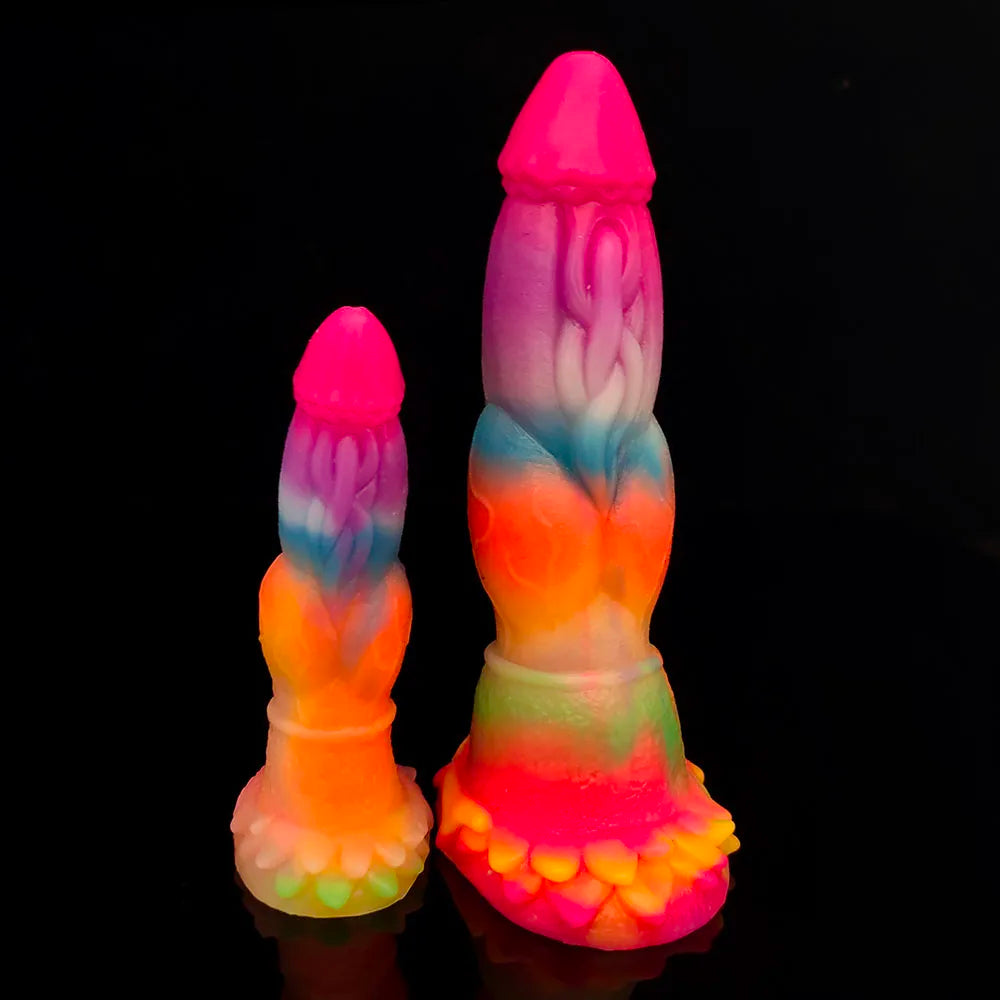 FAAK Luminous Dragon Dildo With Suction Cup Knot Dog Penis Size S M L Female Masturbator Glowing In Dark Silicone Sex Toys