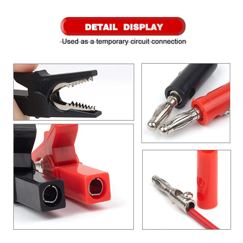 4Pcs/Set 55mm Alligator Clip Banana Plug Test Probes with 4mm Banana Plug Cable Clips for Electrical testing Accessories