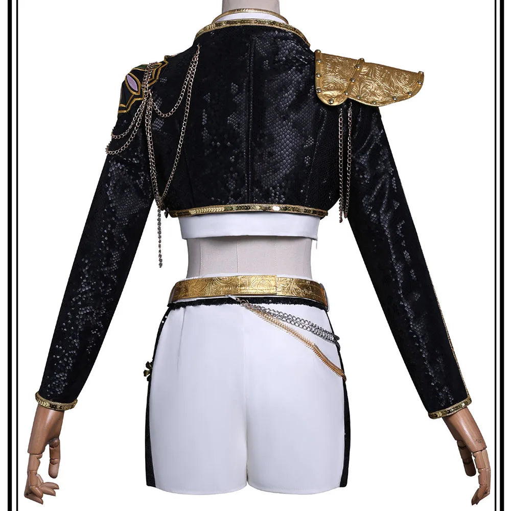 Rumi Zoey Mira Cosplay Clothes Hunters Cosplay Costume Black Golden Suit Halloween Huntrix Role Playing Outfit