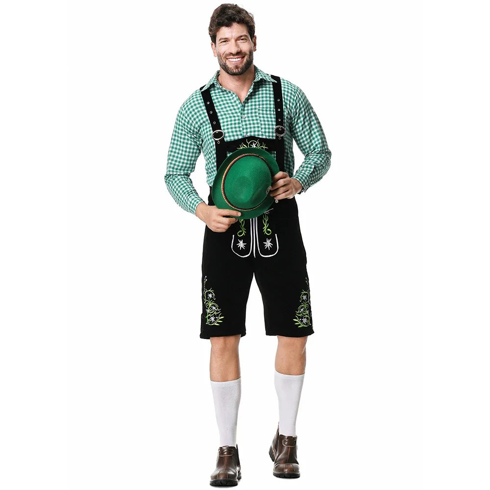 Men Oktoberfest Costume German Oktoberfest Pubs Bartender Outfit Beer Man Costumes  Lederhosen Bavarian Octoberfest