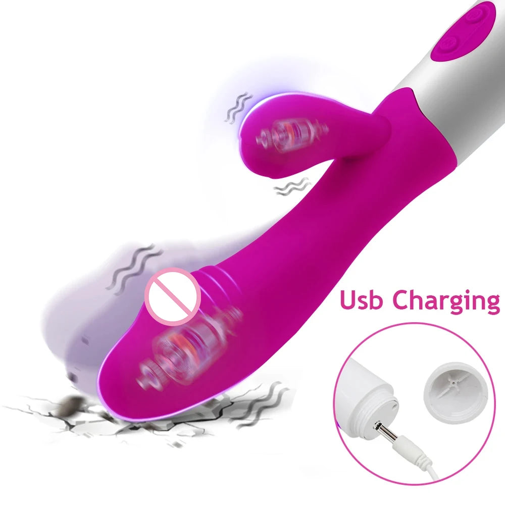 Powerful Rabbit Vibrator Dildo Dual Vibration G Spot Clitoris Stimulation Masturbators Vaginal Massager Adult For Women Sex Toys