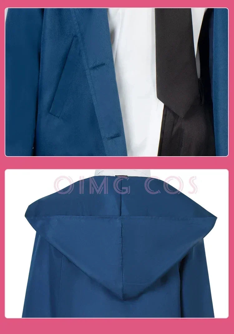 Power Cosplay Costume Chainsaw Man Outfits Blue Suit Shirt Tie Short Neck Ring Wig Women Anime Uniform Halloween