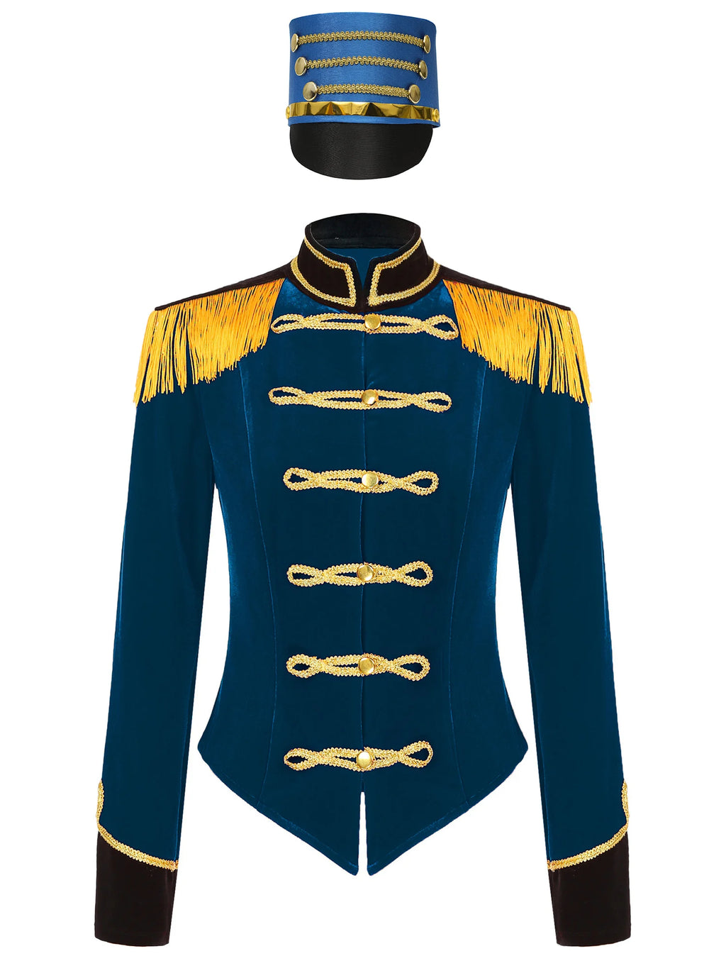 Womens Marching Band Drummer Costume Long Sleeve Circus Ringmaster Jacket Nutcrackers-hat Honor Guard Uniform Drum Major Outfits