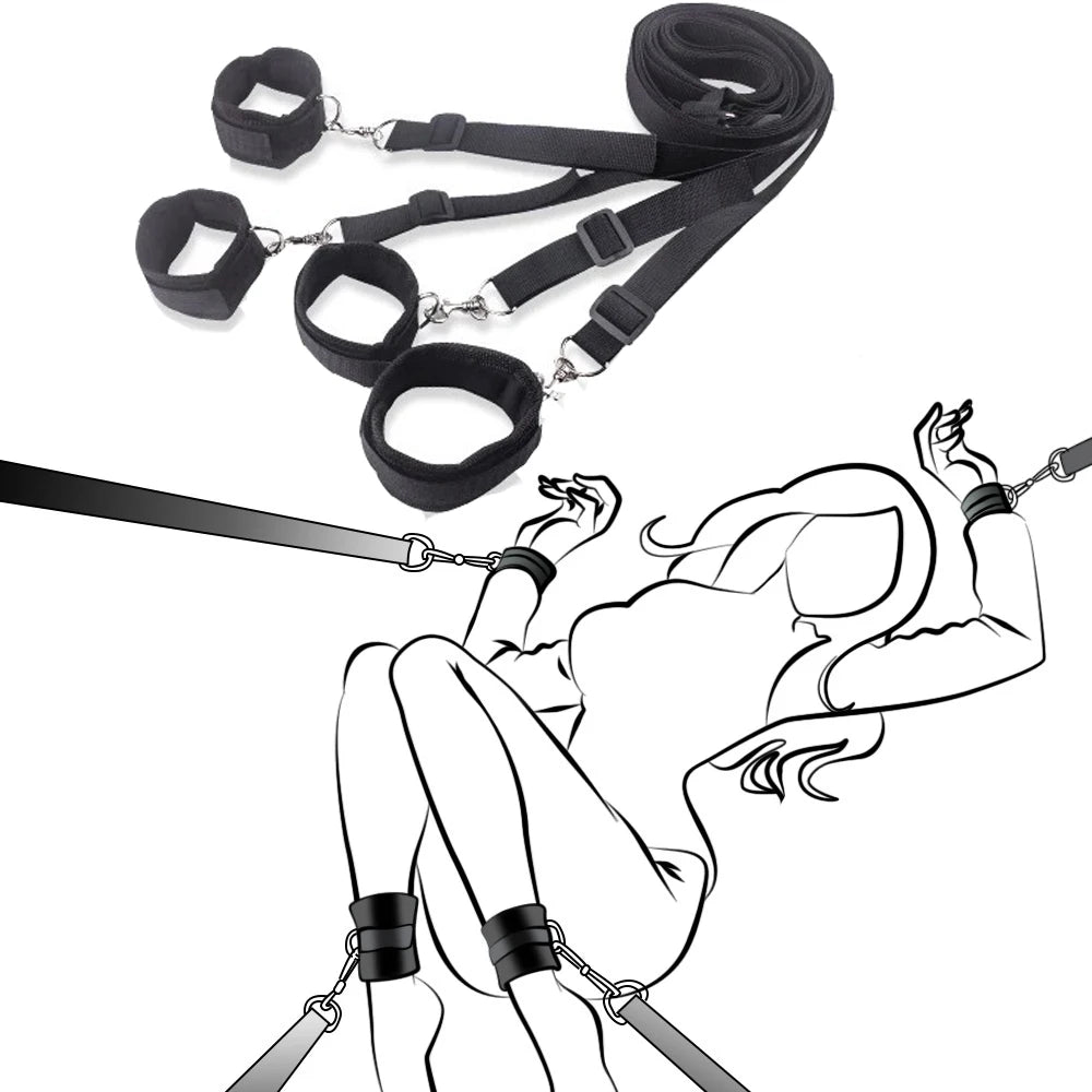 BDSM Bed Bondage Gear Handcuff Leg Restraint Sex Toy Set Couple Erotic Bed Games Straps 18+ Adult Sex Bandage SM Slave Sextoy