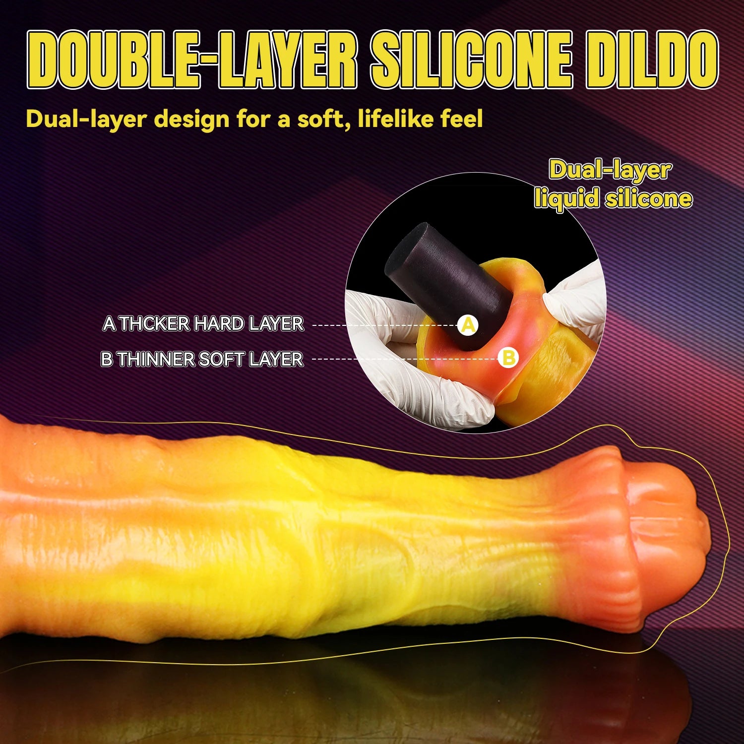 SHAZ Giant Dildo Long Anal Plug Butt Plug Double-Layer Silicone Horse Cock With Strong Suction Cup Sex Toys for adults Women 18+