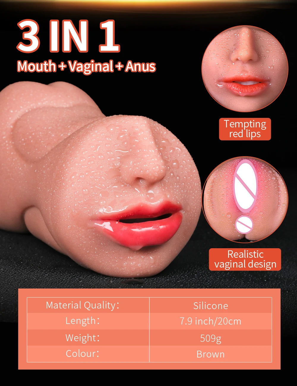 3 IN 1 Sex Toys Masturbation For Men Deep Throat Artificial Real Pussy Oral Male MasturbatorBlowjob Realistic Rubber Vagina 18+