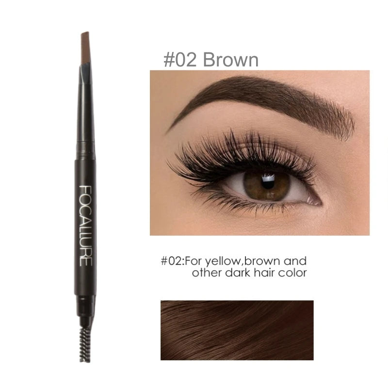 FOCALLURE Eyebrow Pencil 3 Colors Precise Brow Definer Waterproof Makeup Black Brown Eye Brows Cosmetics for Women's Make up