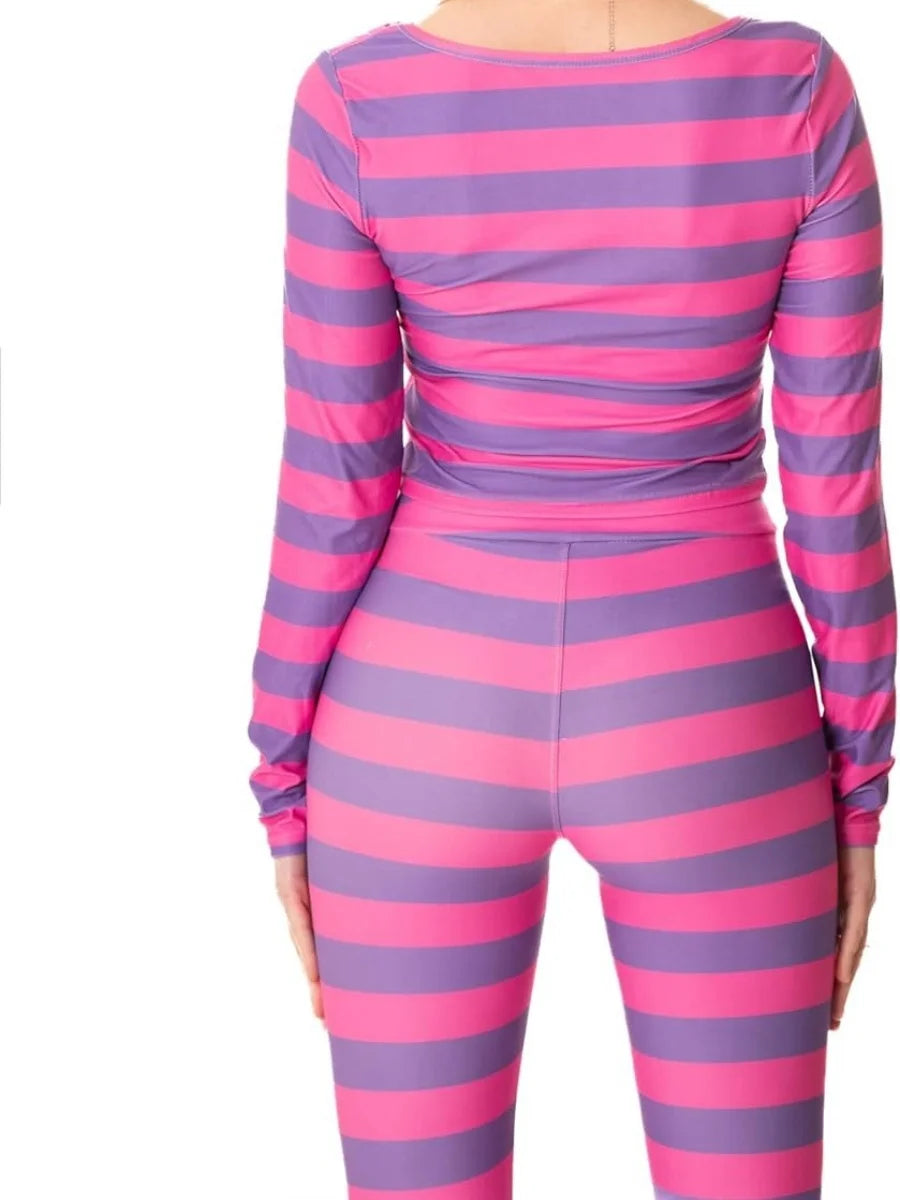 Halloween Costume Purple Striped Home Wear Set Cheshire Cat Cute Paw Role Play Adult Carnival Party Set Costume Outfits
