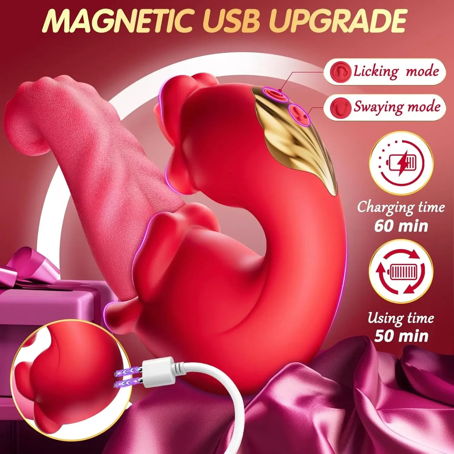Big Tongue Swing Thrusting Dildo Vibrator Clitoris Nipple G-Spot Stimulator Vagina Anal Masturbator Sex Toy for Women Couples