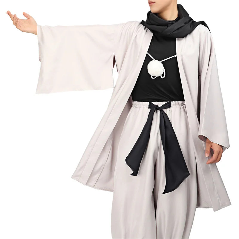 DAZCOS Satoru Cosplay Haori Kimono Jacket Men with Scarf Satoru Costume Adult Outfits Japan Kimono Comic-Con Carnival Clothing