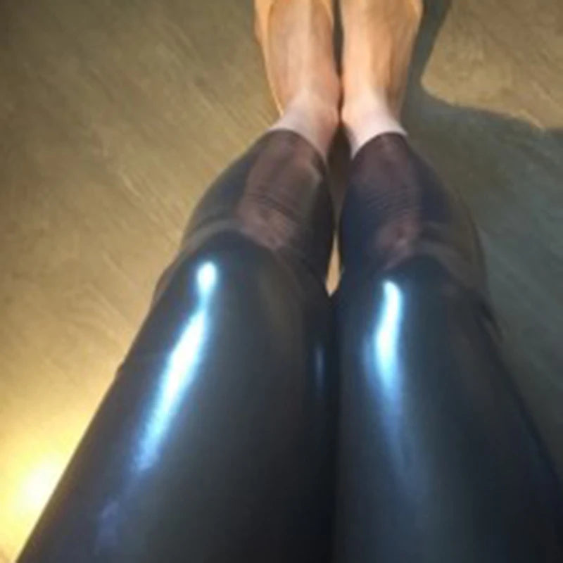 Latex Pants fetish Tight Trousers  seamless skin white leggings sexy slinky Pantaloons