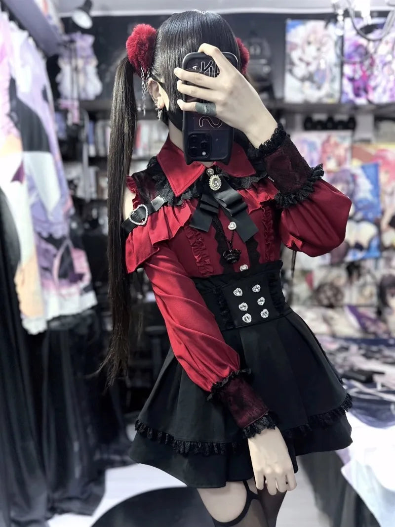 Jirai Kei Outfit Lolita Girl Cosplay Jk Uniform Cute Dress Black Skirt Women Costume Stage Performence Clothes Anime Dresses