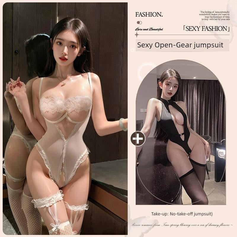 Sexy Intimates Small Chest Push up 2025 New Sexy Plus Size One-Piece Pajamas Bed Free off Shirt Temptation Qqny