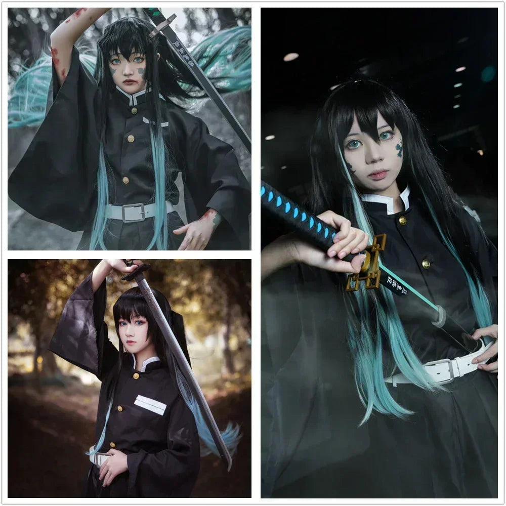 Aime Tokitou Muichirou Cosplay Costume Demon Slayer Cosplay Kimetsu No Yaiba Kisatsutai Uniform Wig Halloween Costume for Woman