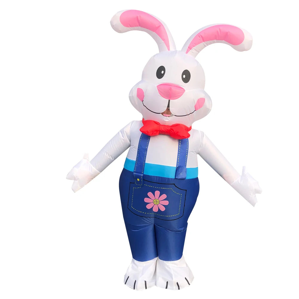 Easter Bunny Clown Adult Kids Inflatable Costume Funny Cute Rabbit Cosplay Suit For Performance Festival Carnival Party Clothing