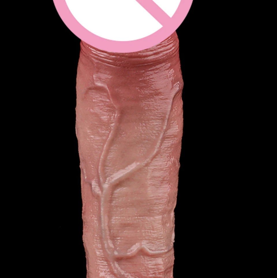Realistic Skin-Toned Dildo 7.68" with Veins & Balls | Body-Safe Silicone, Strong Suction Cup & Discreet Packaging for Women