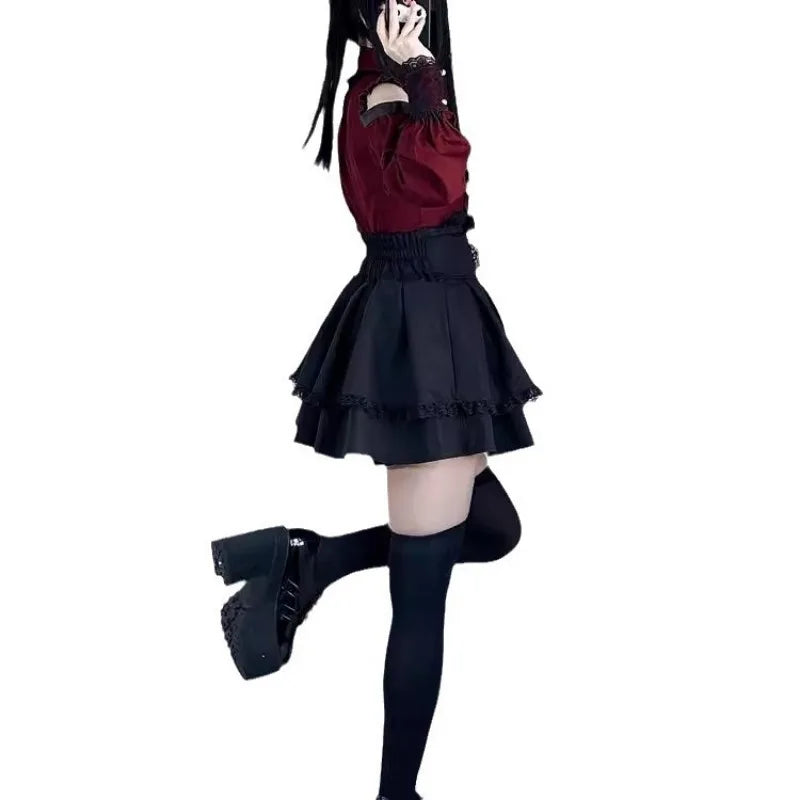 Jirai Kei Outfit Lolita Girl Cosplay Jk Uniform Cute Dress Black Skirt Women Costume Stage Performence Clothes Anime Dresses