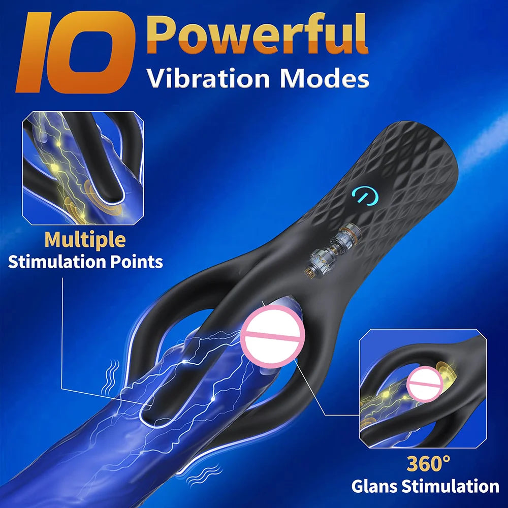 Male Penis Vibrator Sex Toys,4 Tentacles 360° Wrapping Glans Trainer,Fingertip Endurance Delay Exerciser,Masturbator Erotic Toys