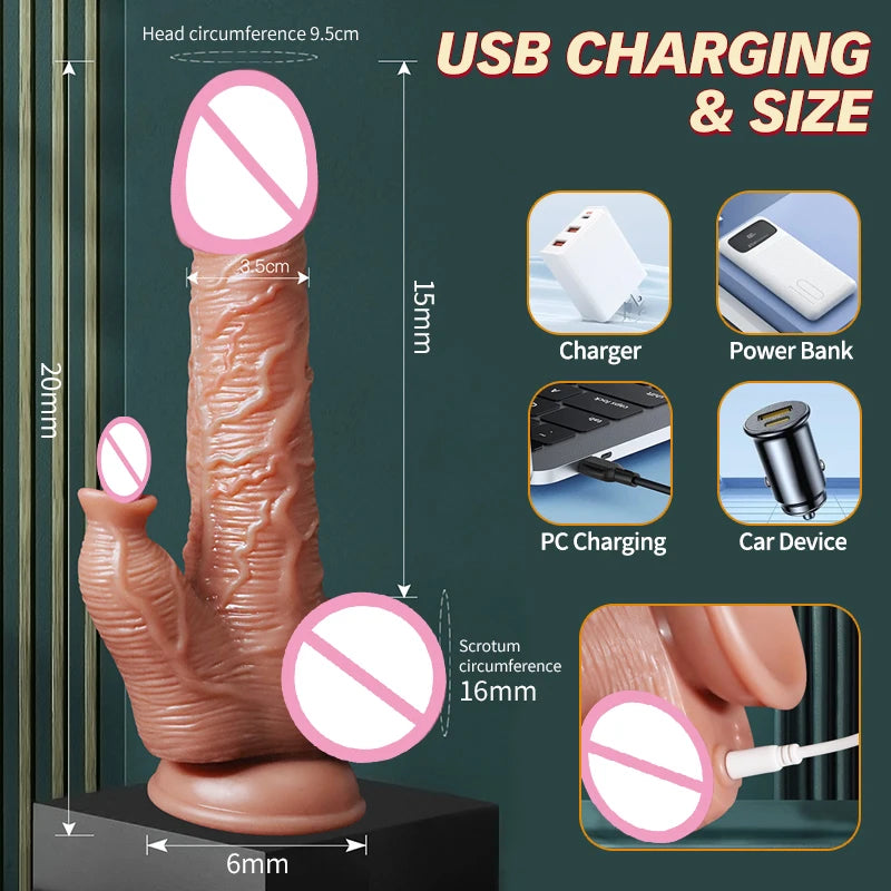 Realistic Dildo Telescopic Swing Heating Vibrator for Women Clitoris Vaginal G Spot Stimulation Massager Adult Pleasure Sex Toy
