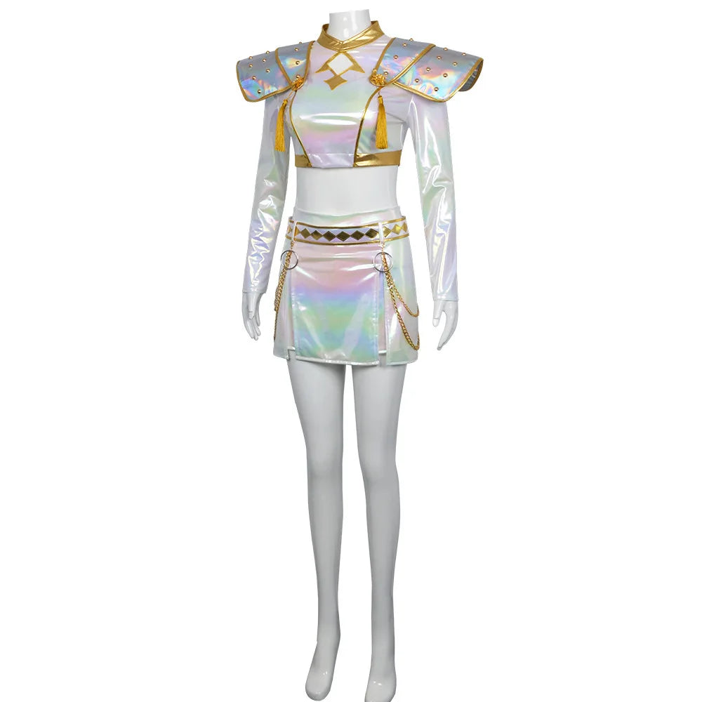 New Movie K-Pop Demon Hunters Cosplay Costume Rumi Zoey Mira White Set Adults Kids Halloween Party Props Stage Show Accessories