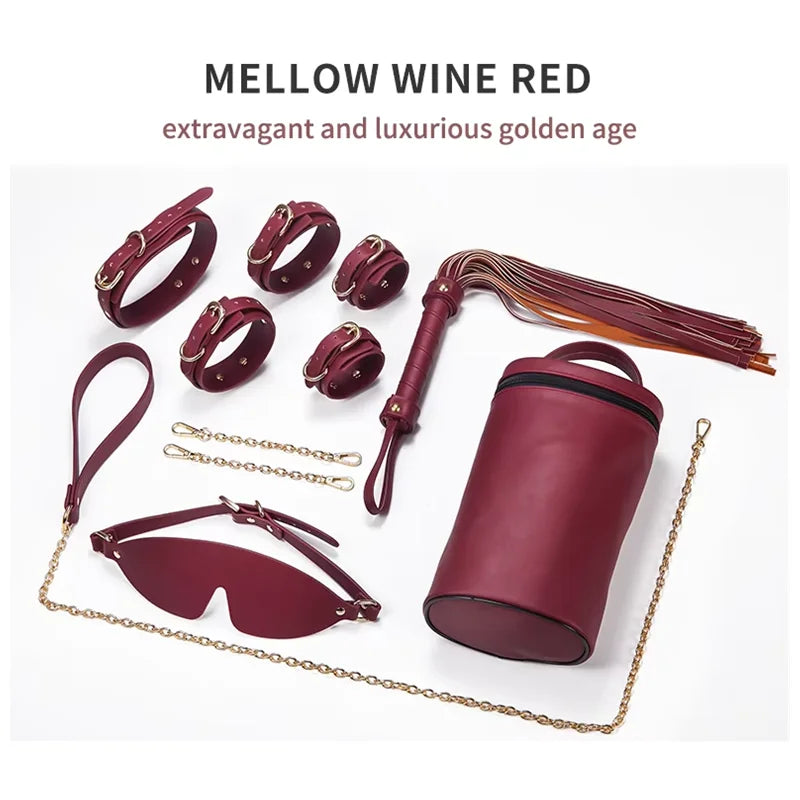 PU Leather Bondage Kit Adult SexToys Kits Erotic Products for Couples Flirting BDSM Bondage Restraints Kit Sex Toys Men Women