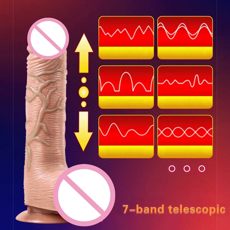 Realistic Dildo Vibrator Big Penis Telescopic Heating Silicone Female Dildos for G Spot Anal Stimulation Vibrators for Women 18