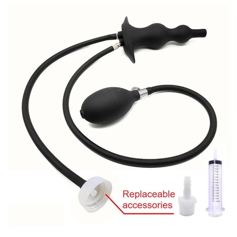 Water Spray Enema Inflatable Anal Plug Stimulate Sex Toys For Couple Women Vagina Anus Extreme Dilator Douche Cleaner SM Tool