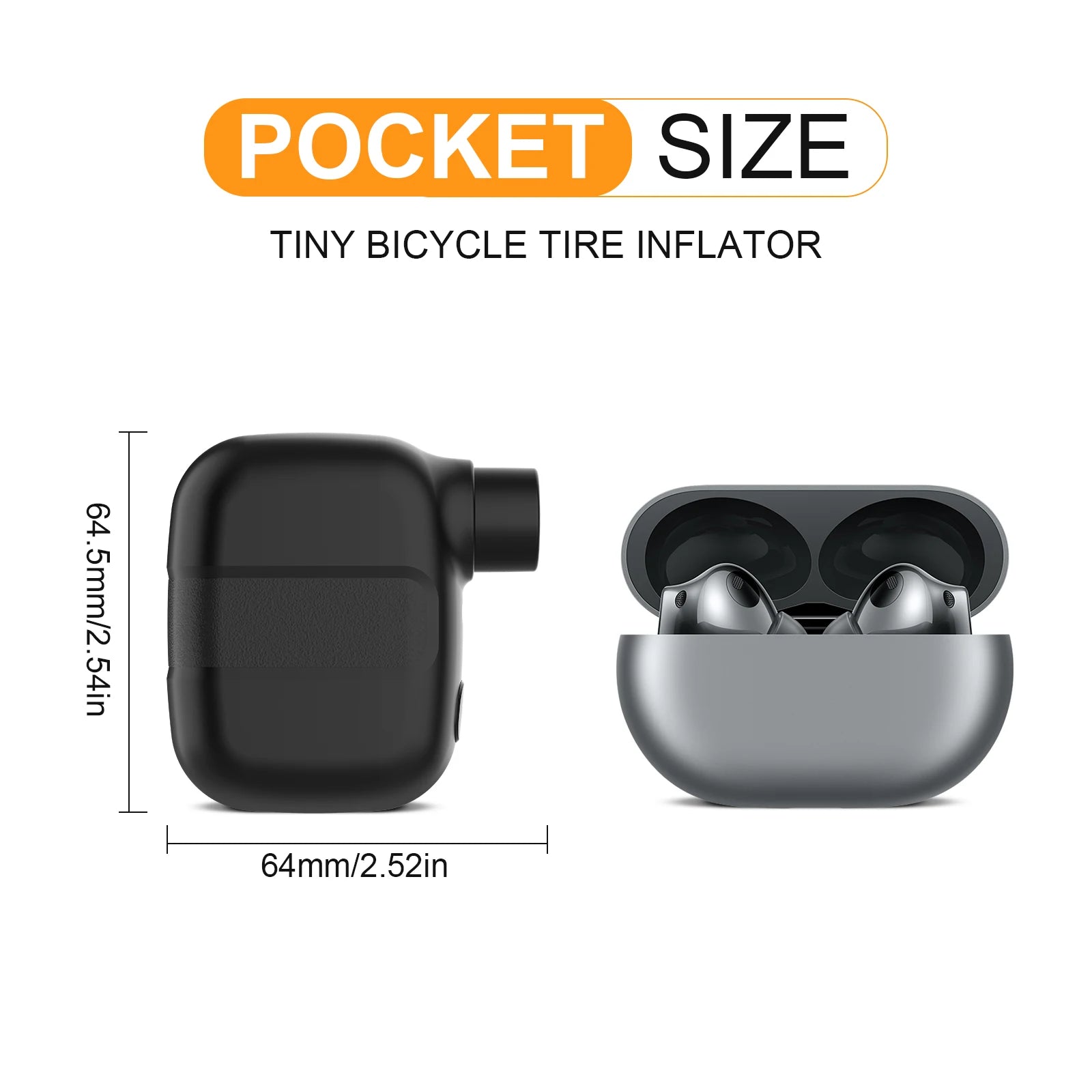 Mini Portable Bicycle Pump Rechargeable Air Inflator 100PSI 5V Type-C Bike Accessories for Bike Schrader Presta Tires.