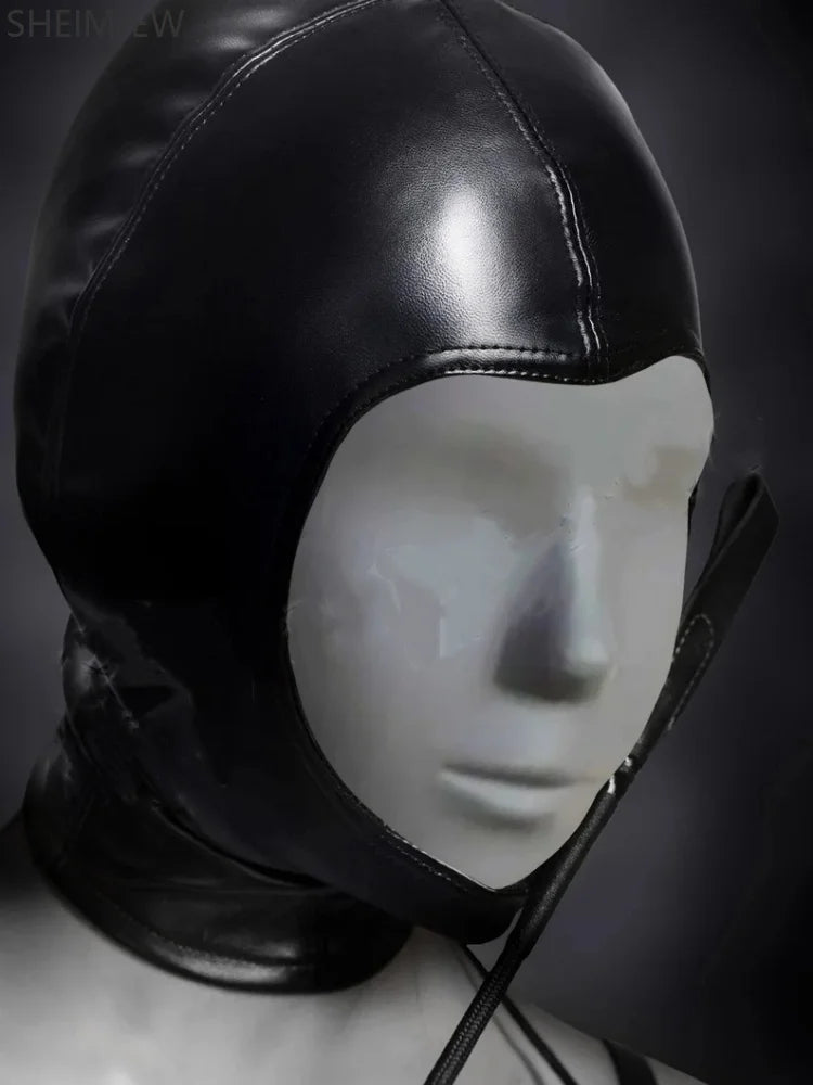 Fetish Headgear Open Mouth Eyes Bondage Party Mask Role Play Punishment Headdress Adult Couple Game Tied Face Mask Leather Socks