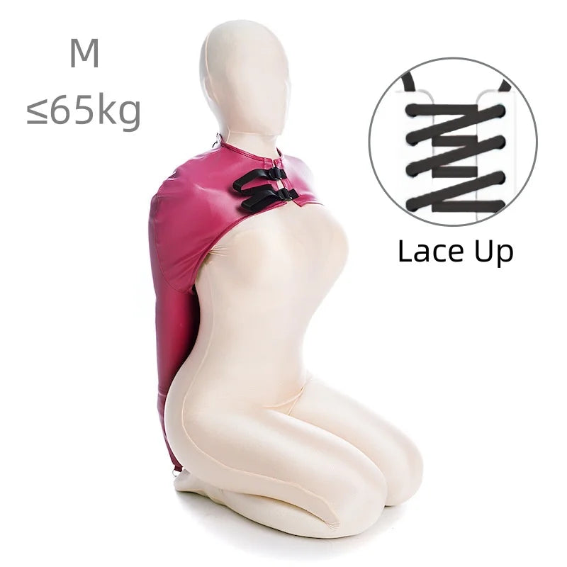 Erotic Restraint Lingerie Set with Unisex Upper Body Bondage Harness Single Glove Hood Mask for Couple BDSM Play Costume