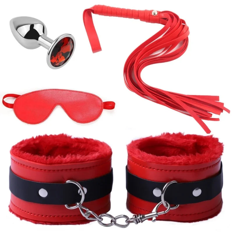 Leather Whip Bondage Plush Erotic Handcuffs Bdsm Slave Gag Exotic Accessories Anal Plug Sex Toys For Women Role Play Adult Games