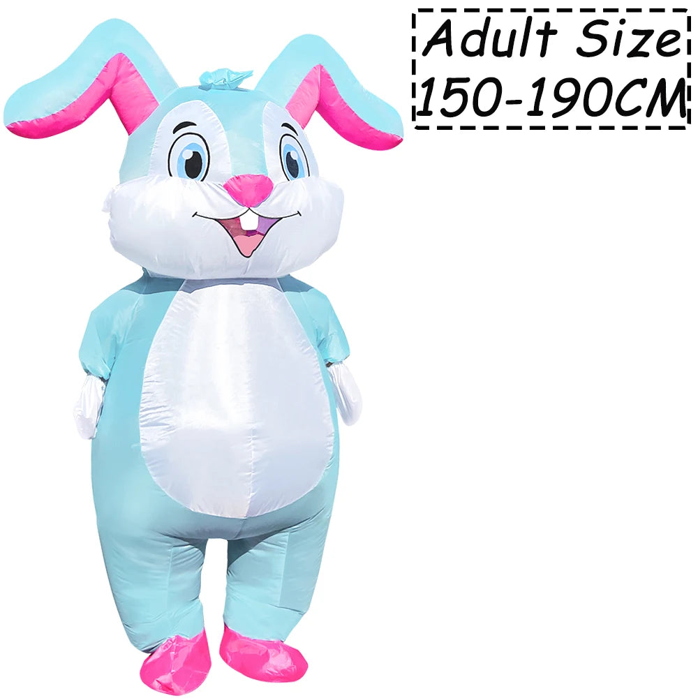 Easter Bunny Clown Adult Kids Inflatable Costume Funny Cute Rabbit Cosplay Suit For Performance Festival Carnival Party Clothing
