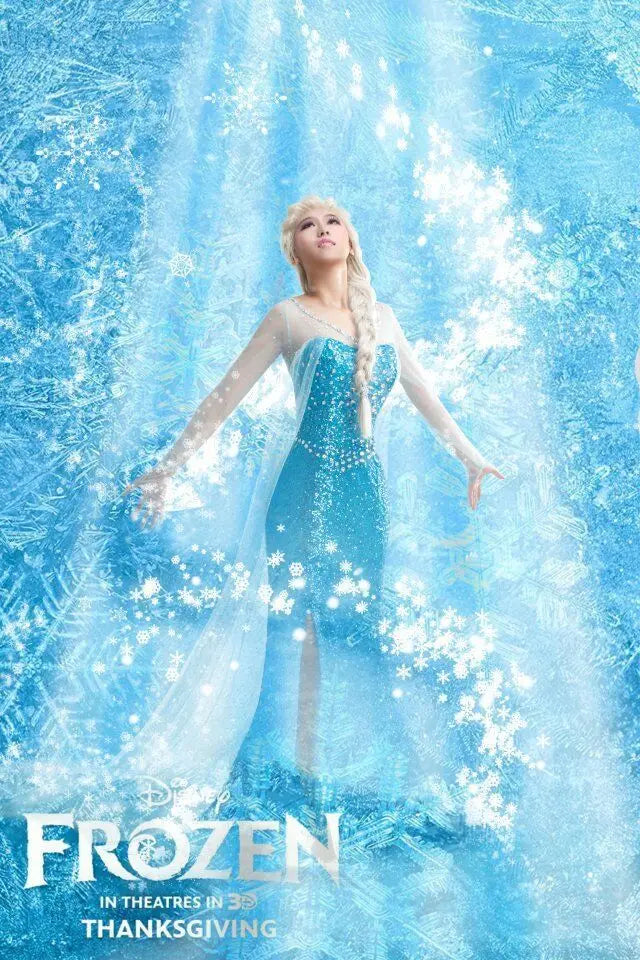 Cartoon Princess Elsa Cosplay Halloween Party Costumes Frozen Adult Elsa Princess Women Sequin Dresses Girlfriend Birthday Gift
