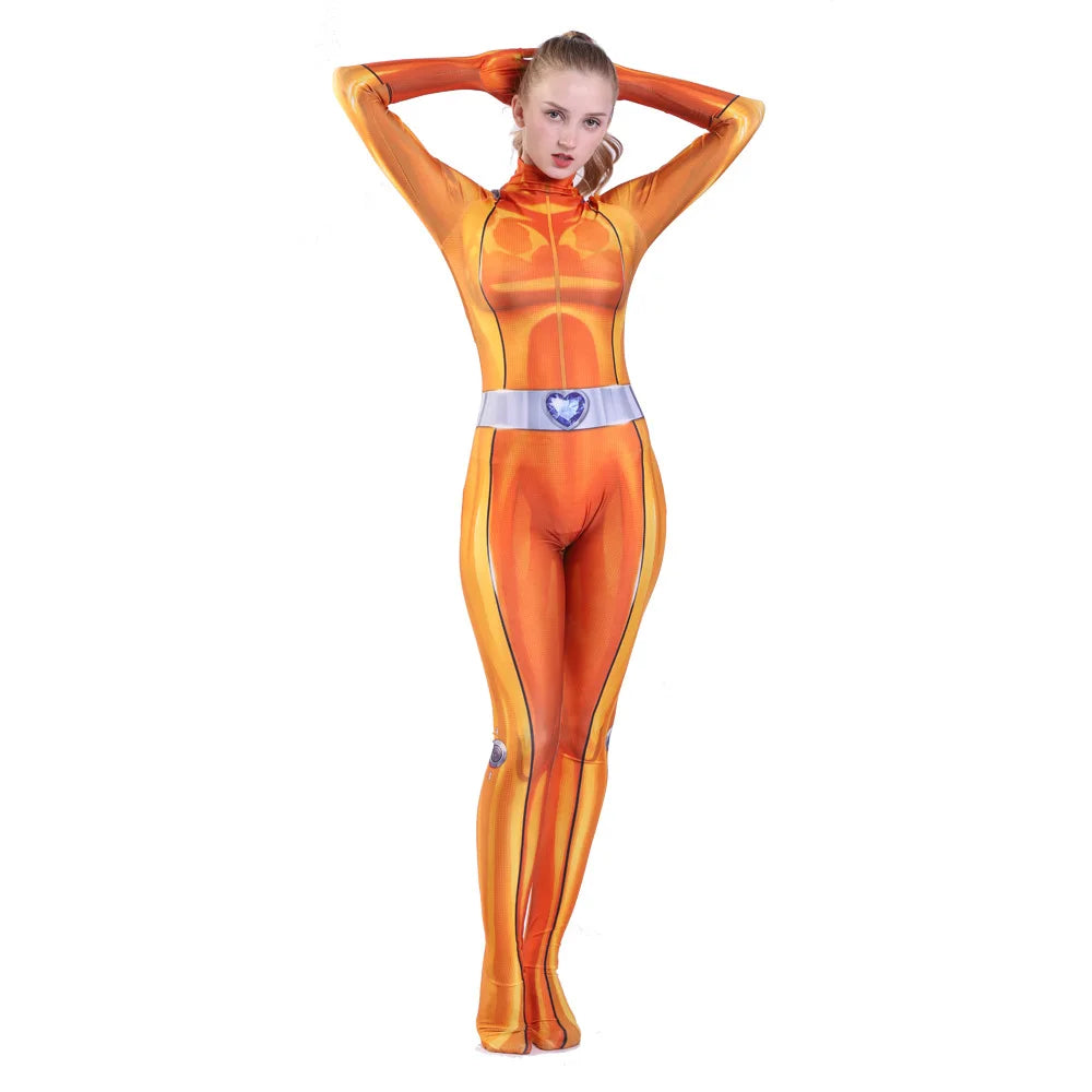 Totally Spies Cosplay Bodysuit for Adults and Girls, Anime Clover Ewing Jumpsuits, Halloween Samantha Simpson Alexandra Costume