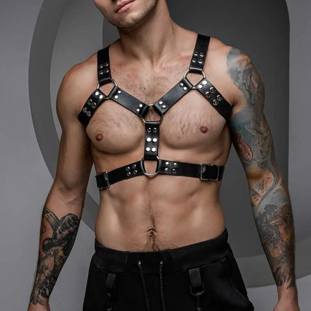 Men Harness Pu Leather Chest Harness Body Bondage lingerie Adult Sex Belt Erotic Costume Accessorie Fetish Gay Adjustable Sexual